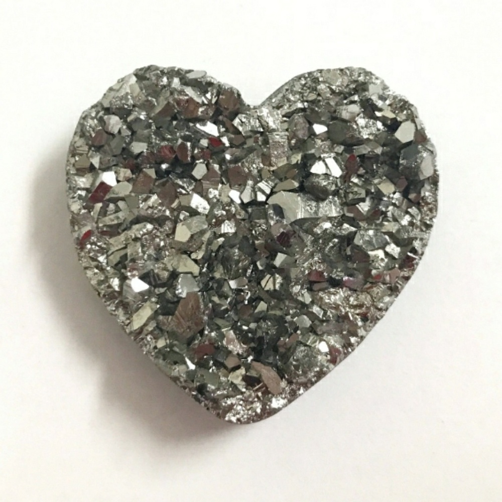 Titanium Druzy Quartz Heart